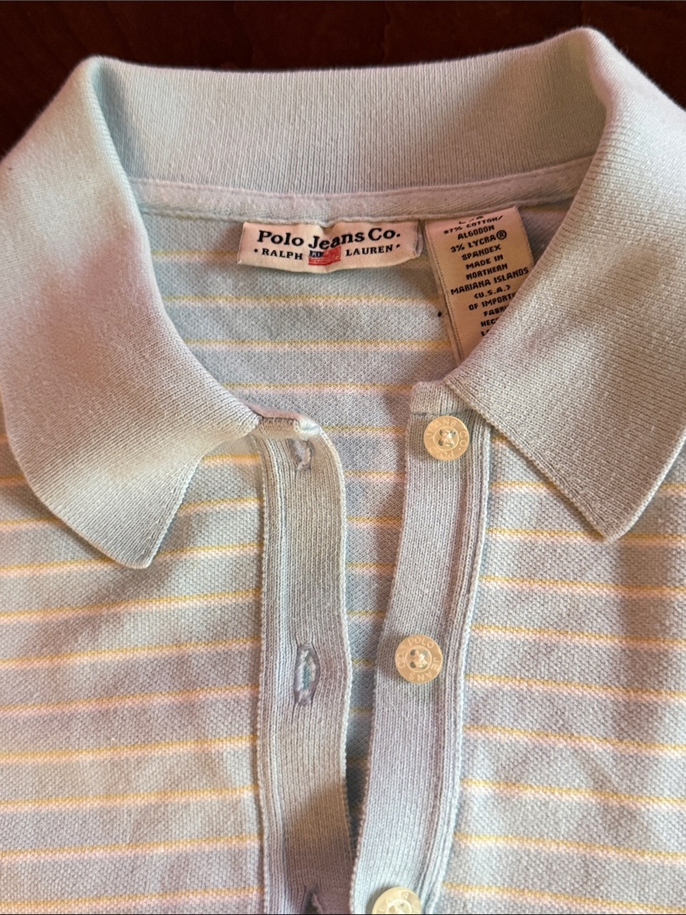 Polo by Ralph Lauren Light Blue and White Striped Short Sleeve Polo